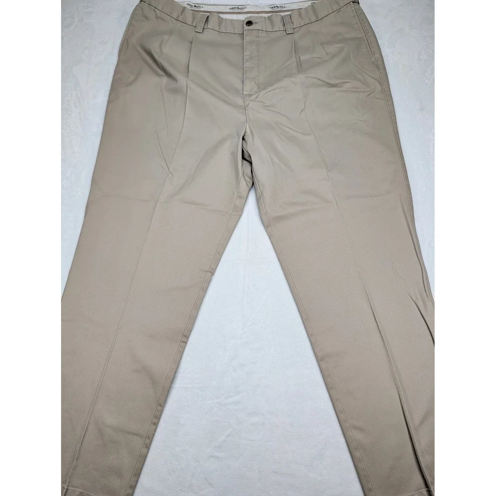 Oak‎ Hill Mens Khaki Pleated Pants Size 48x34 Casual Chinos